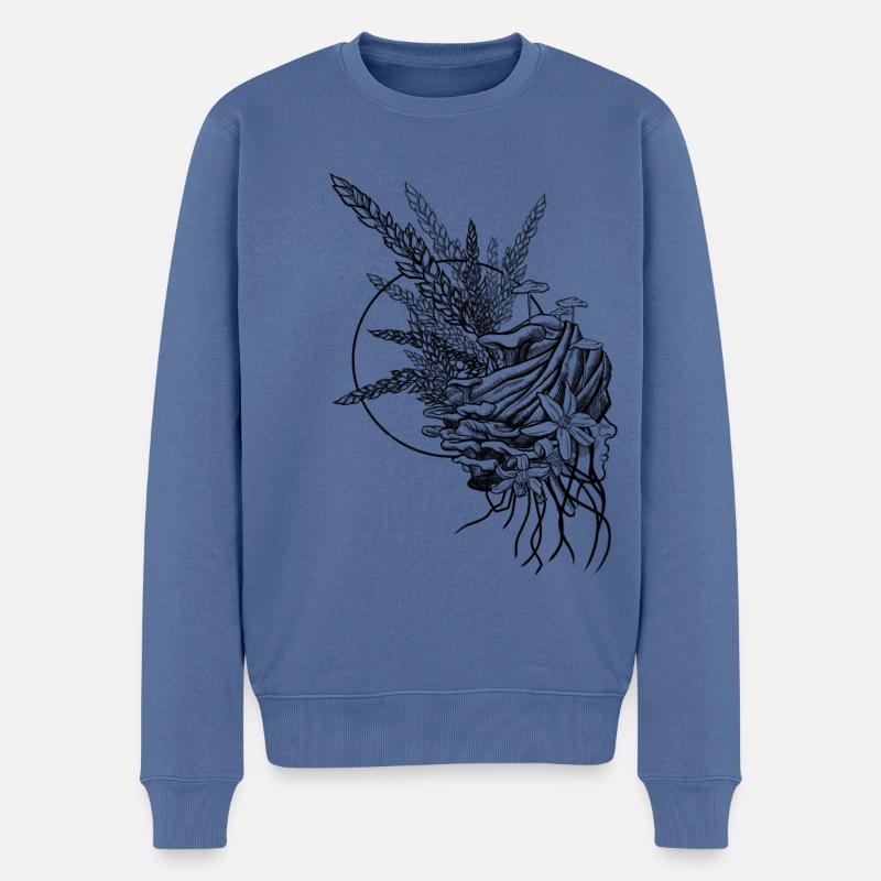 Frau mit Turban - Männer Premium Bio Pullover - Taubenblau