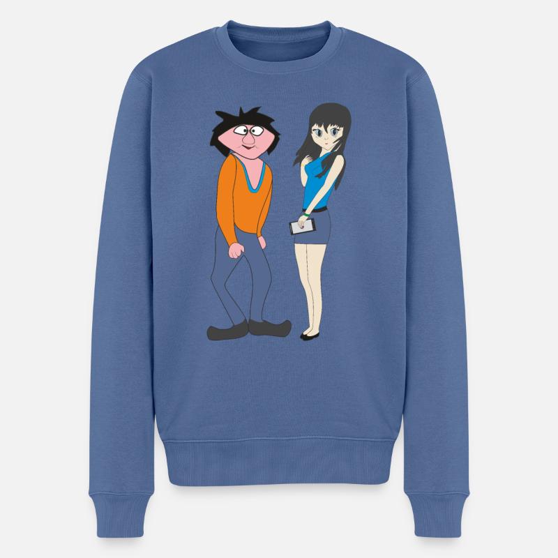 Verliebtes Pärchen - Männer Premium Bio Pullover - Taubenblau