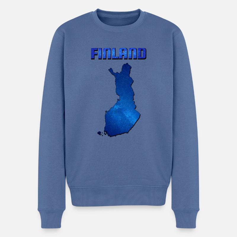 Blaue Finnland Karte - Männer Premium Bio Pullover - Taubenblau