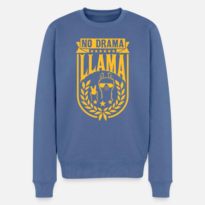 Emblème No Drama Lama - Pull Premium bio Homme - bleu pigeon