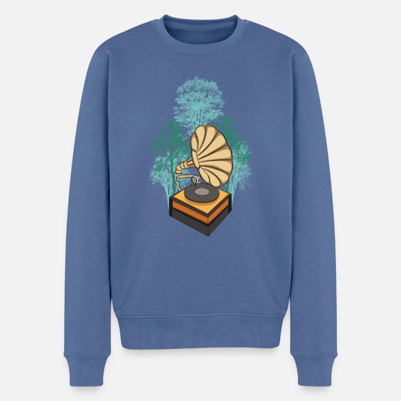 Grammophon der Natur - Männer Premium Bio Pullover - Taubenblau