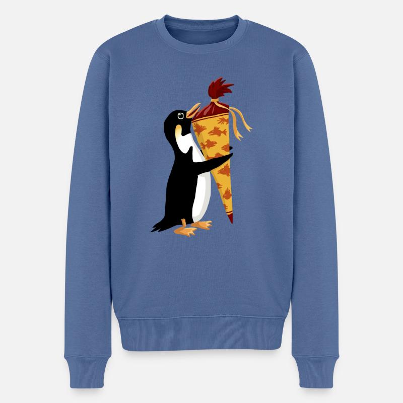 Cône d’école Pingouin - Pull Premium bio Homme - bleu pigeon