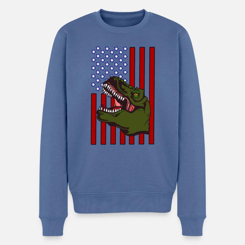 USA T-Rex - Männer Premium Bio Pullover - Taubenblau