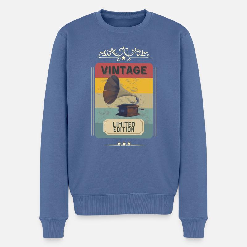 Vintage-Grammophon - limitierte Auflage - Männer Premium Bio Pullover - Taubenblau