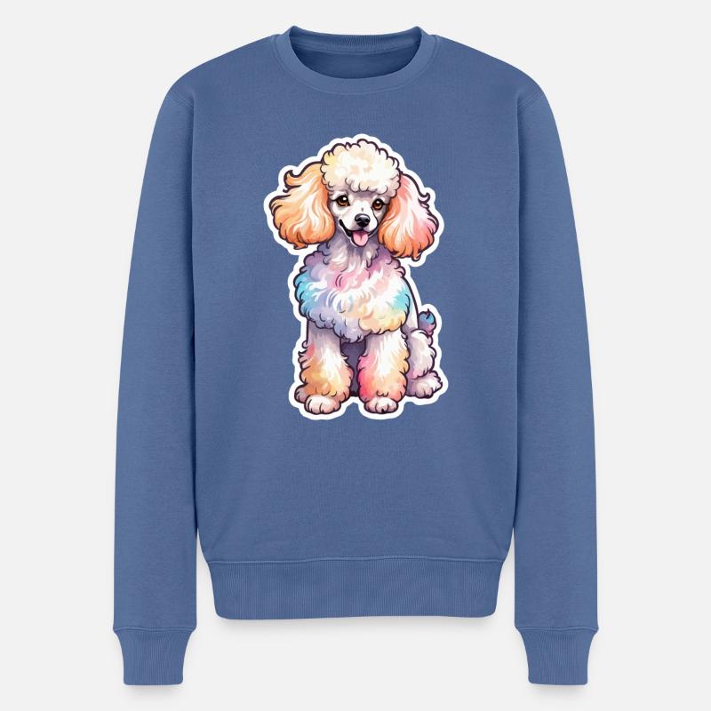 Aquarelles de caniche - Pull Premium bio Homme - bleu pigeon
