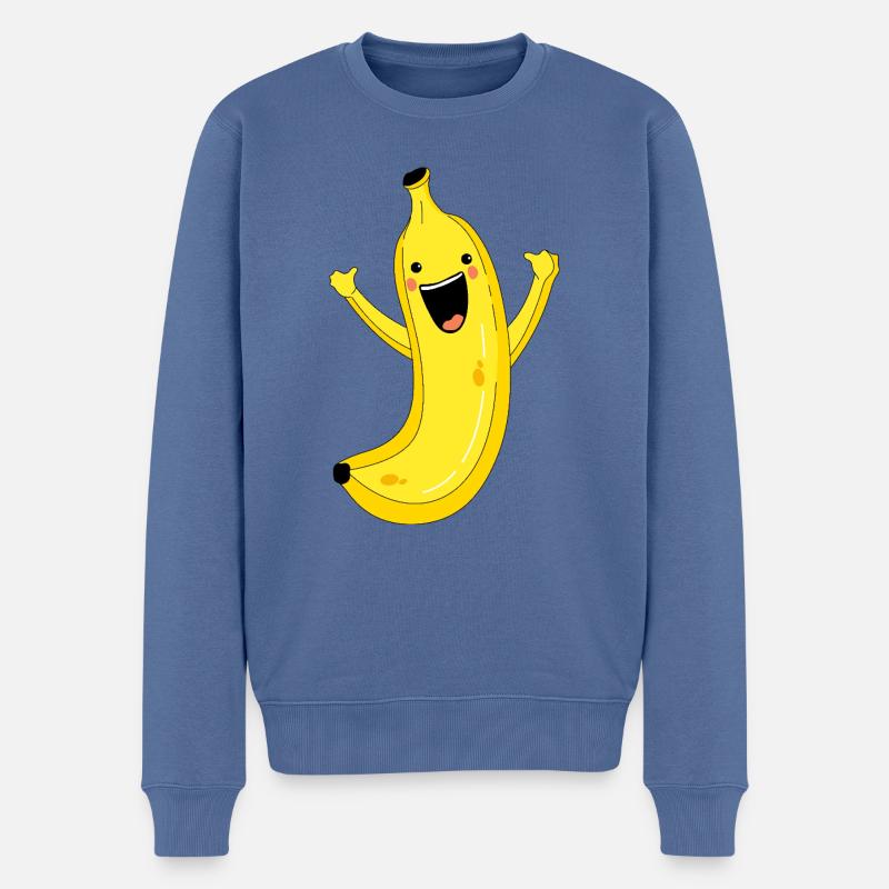 Glück und banane - Männer Premium Bio Pullover - Taubenblau