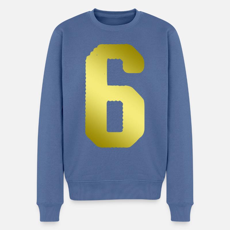 6 Zahl Trikot - Männer Premium Bio Pullover - Taubenblau