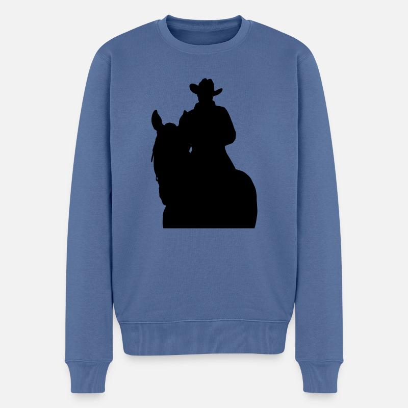 Western-Reiterin - Männer Premium Bio Pullover - Taubenblau