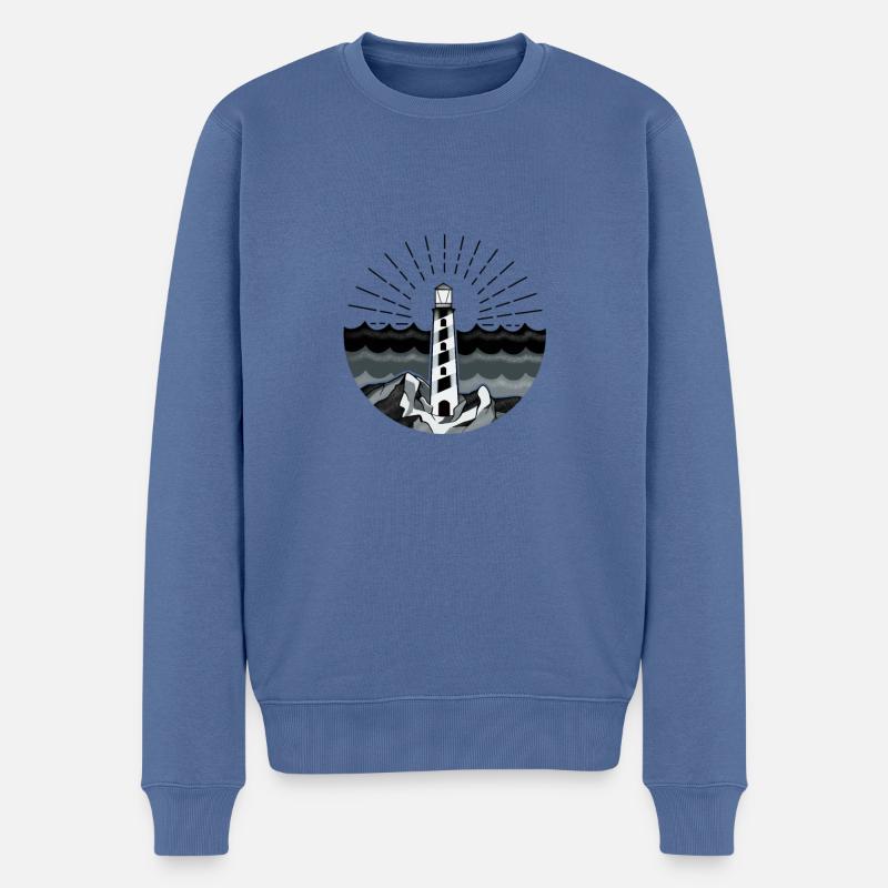 Leuchtturm Meer Ozean maritim - Männer Premium Bio Pullover - Taubenblau