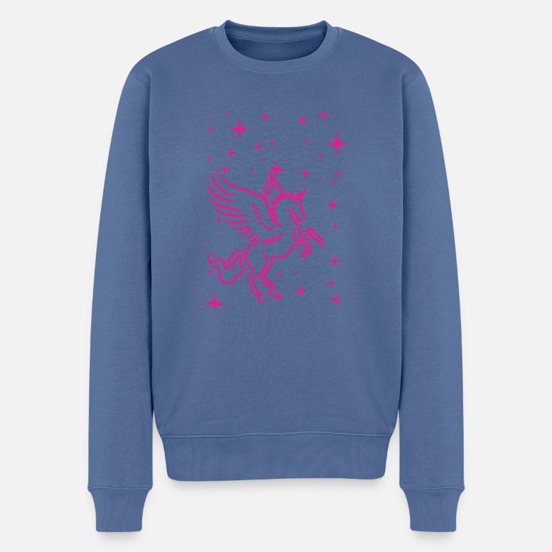 Pegasus in pink - Männer Premium Bio Pullover - Taubenblau