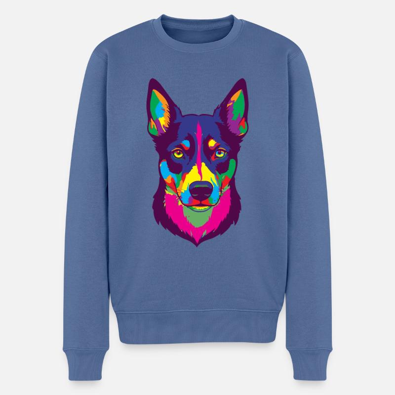 Cadeau de chien Kelpie - Pull Premium bio Homme - bleu pigeon