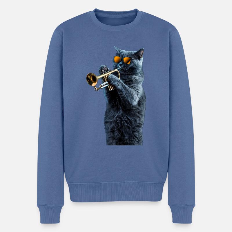 Russian Blue Trompete - Männer Premium Bio Pullover - Taubenblau