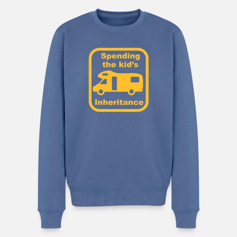 Motorhome - kid's inheritance - Männer Premium Bio Pullover - Taubenblau