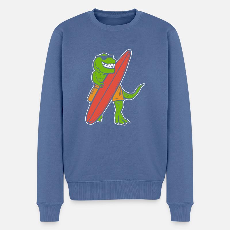 Dino Surfer Surfer Gift - Männer Premium Bio Pullover - Taubenblau