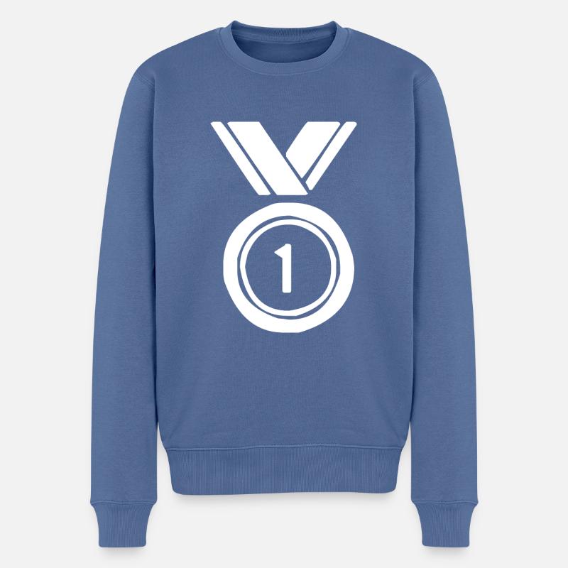 Medaille Sieger Gewinner Geschenk - Männer Premium Bio Pullover - Taubenblau