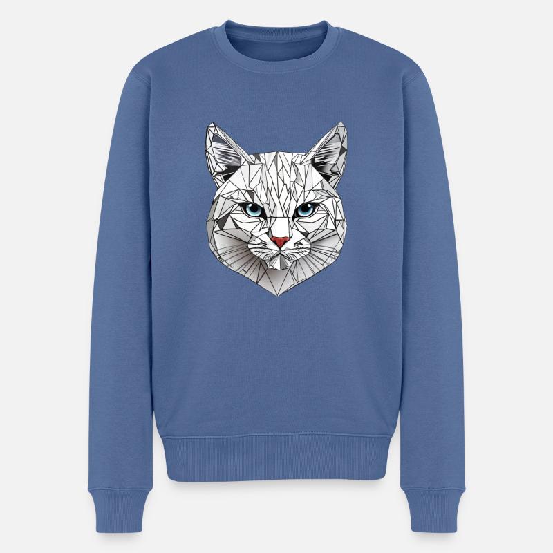Polygon-Geometrie-Katze - Männer Premium Bio Pullover - Taubenblau