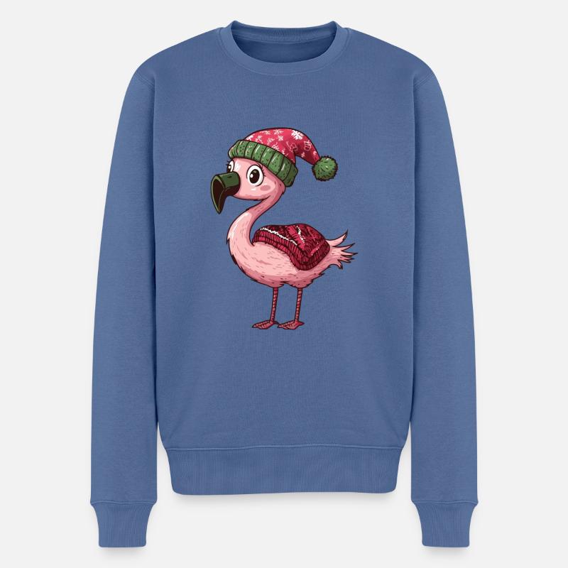 Flamingo Weihnachten Comic - Männer Premium Bio Pullover - Taubenblau