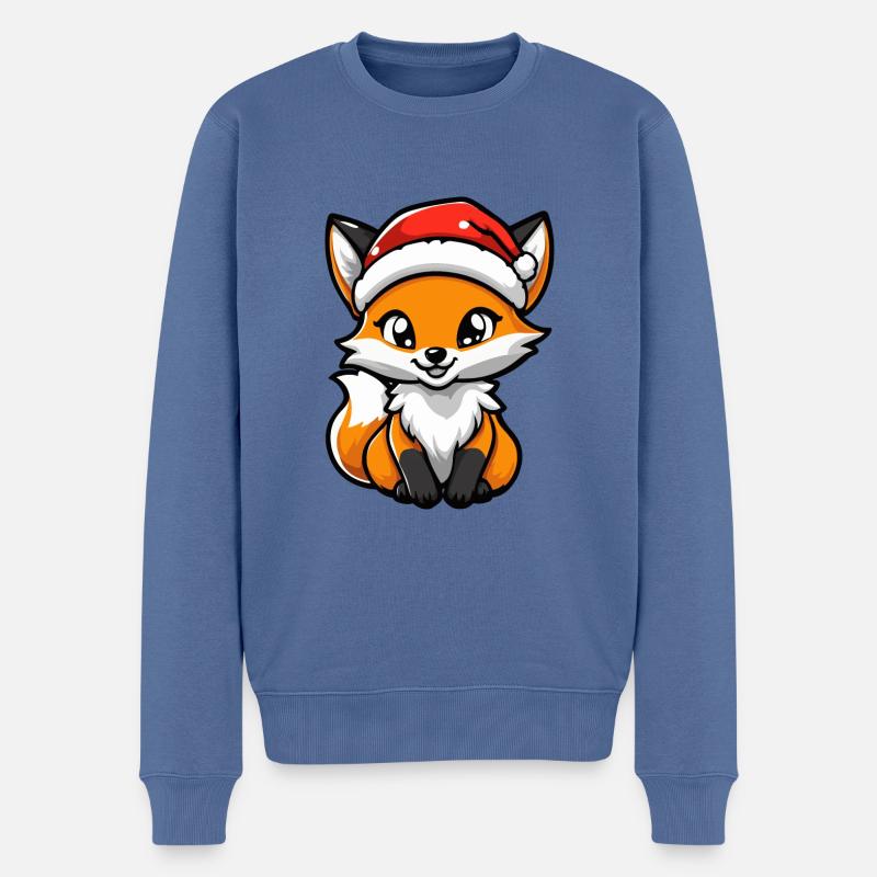 Fuchs Weihnachten Niedlich - Männer Premium Bio Pullover - Taubenblau