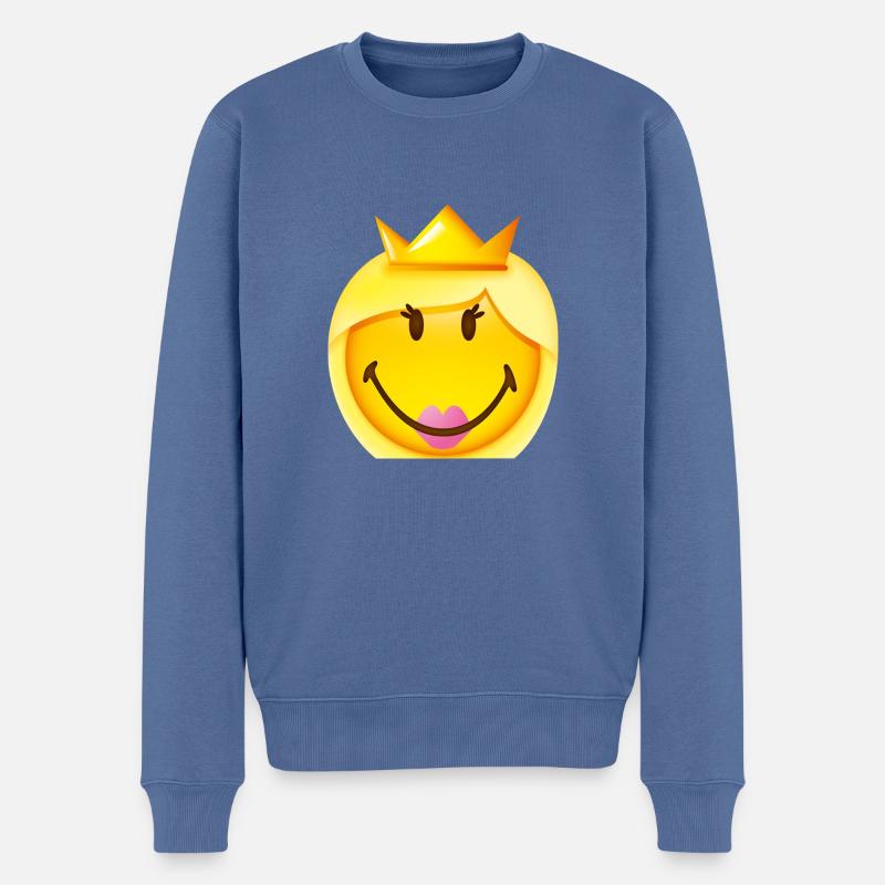 Smiley Princess - Männer Premium Bio Pullover - Taubenblau