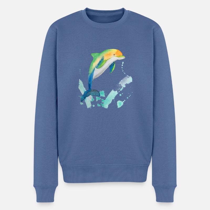 21 Delfin - Männer Premium Bio Pullover - Taubenblau