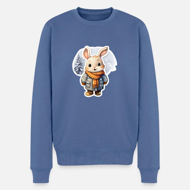 Winter Hase - Männer Premium Bio Pullover - Taubenblau