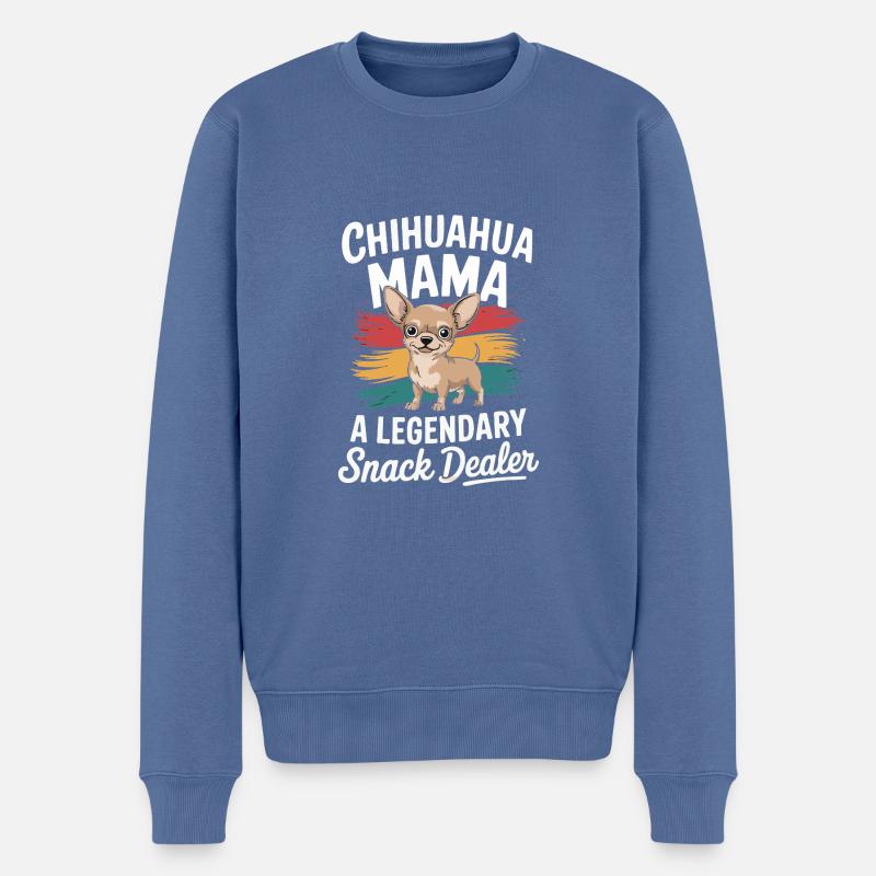 Chihuahua Mama, Legendärer Snack-Dealer - Männer Premium Bio Pullover - Taubenblau