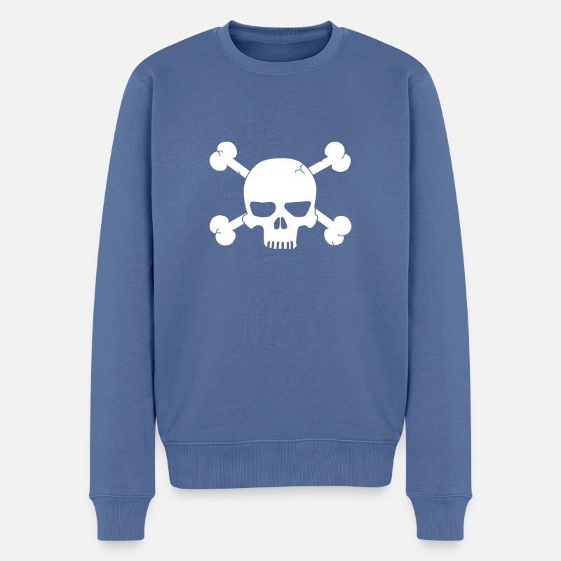 skull with bones / pirate - Männer Premium Bio Pullover - Taubenblau