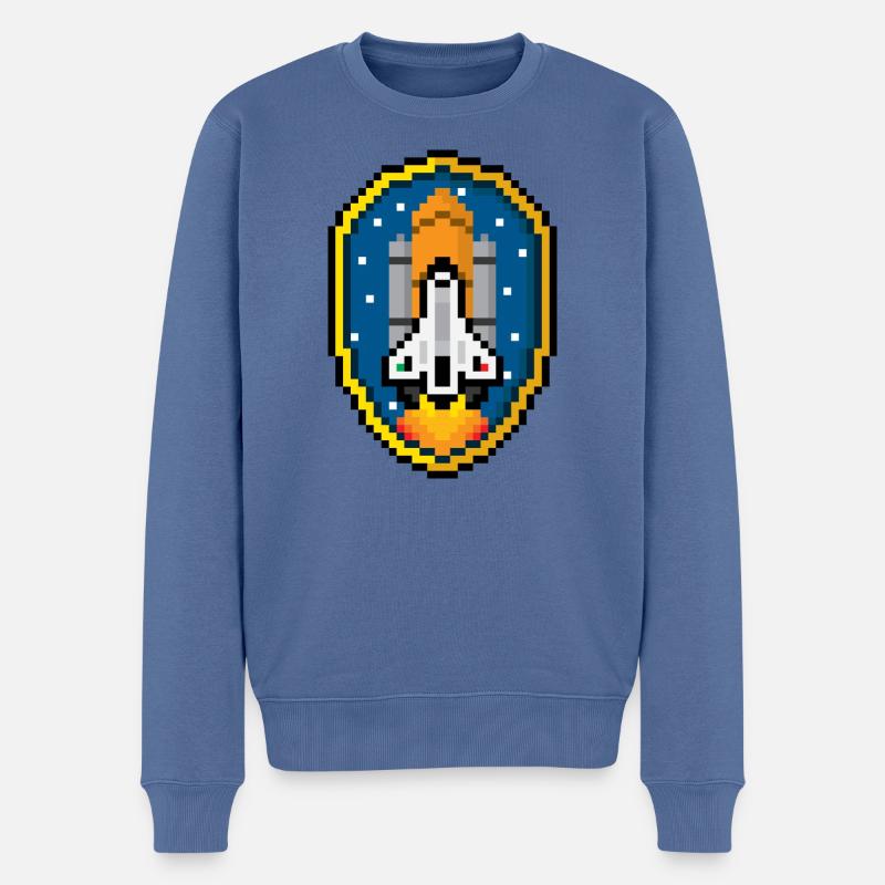 Space Shuttle Badge (Pixel art/Space-Badge) - Männer Premium Bio Pullover - Taubenblau
