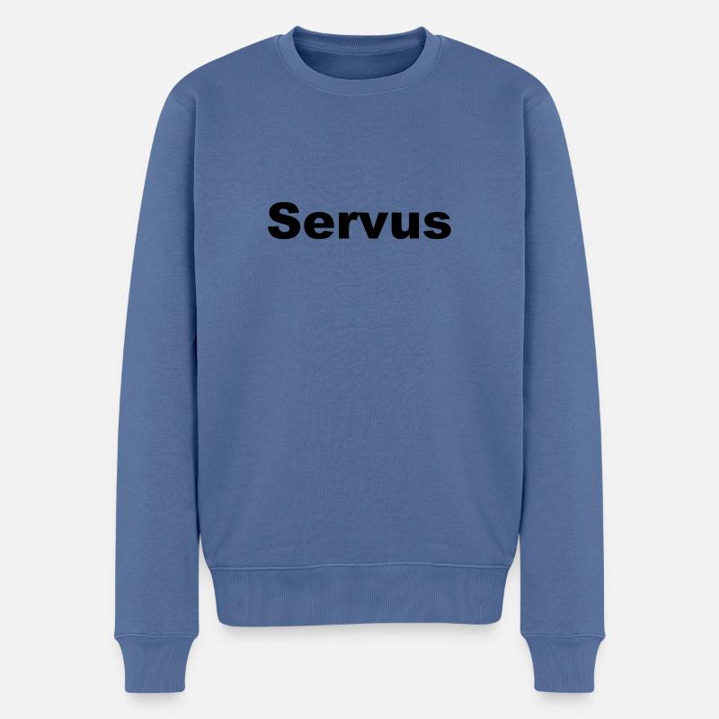 "Servus" - Männer Premium Bio Pullover - Taubenblau