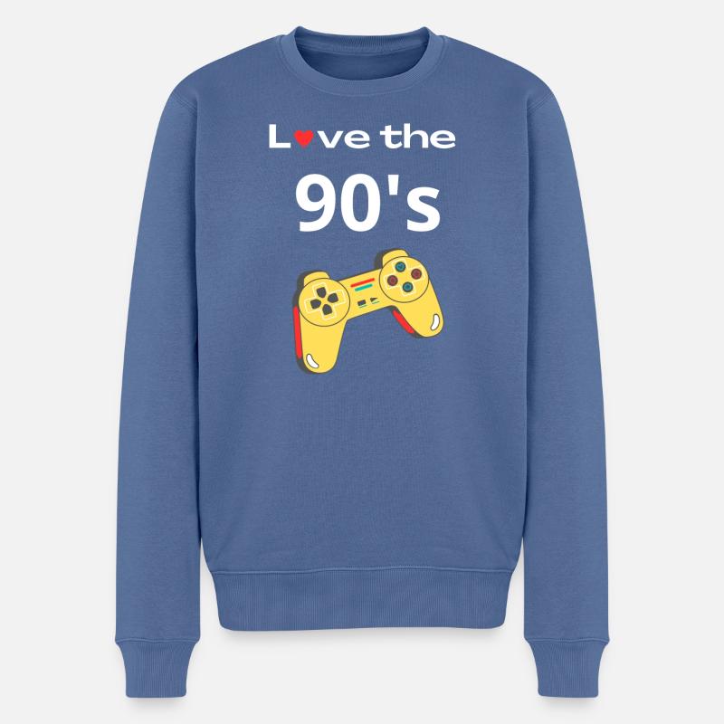 Ich liebe den Retro-Controller der 90er - Männer Premium Bio Pullover - Taubenblau