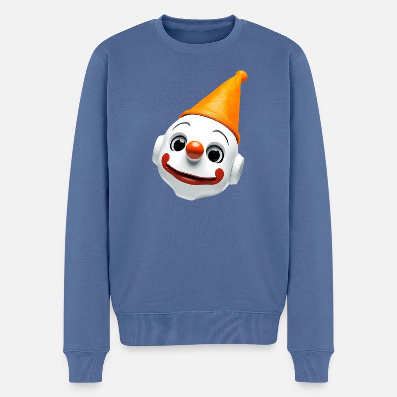 Clownengesicht mit Orangenhut - Männer Premium Bio Pullover - Taubenblau