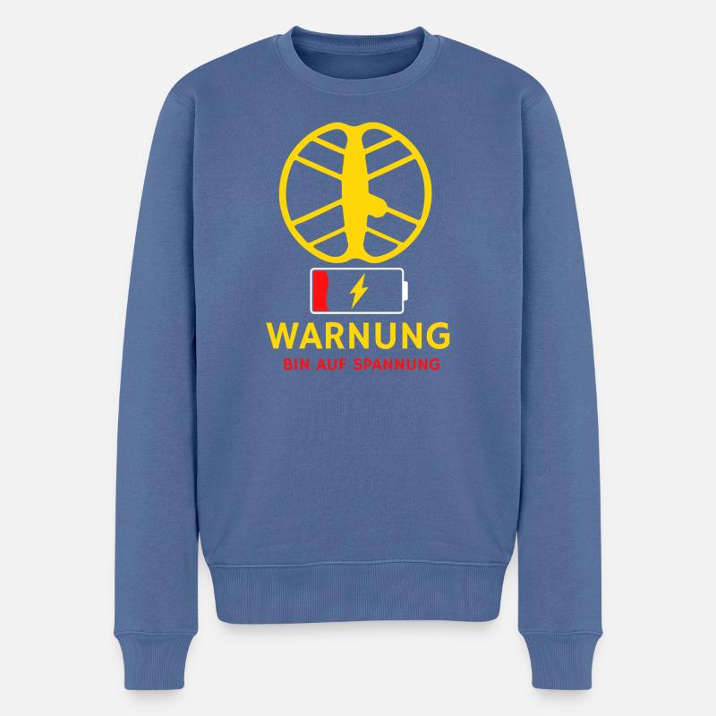 Sondeln_Low_Battery_Warning_T-shirt - Männer Premium Bio Pullover - Taubenblau