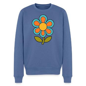 70s flower pattern retro flowerpower - Men's Premium Organic Jumper - stone blue - Front - Nico (187cm)