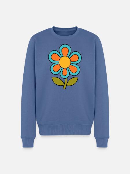 70s flower pattern retro flowerpower - Men's Premium Organic Jumper - stone blue