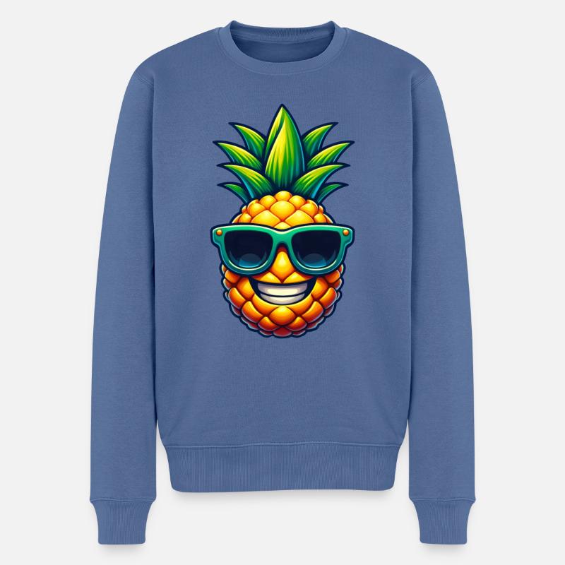 Coole Ananas mit Sonnenbrille Kawaii - Männer Premium Bio Pullover - Taubenblau