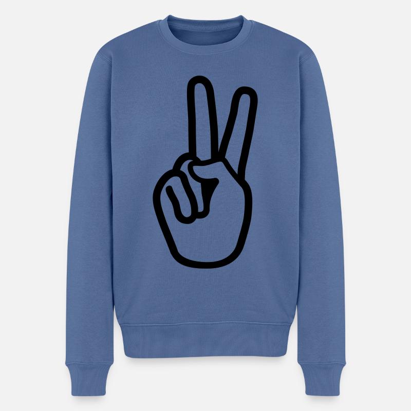 Paix de la main - Pull Premium bio Homme - bleu pigeon