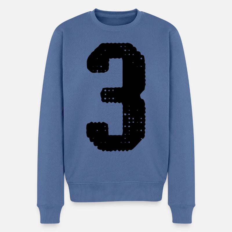 3 Zahl Trikot - Männer Premium Bio Pullover - Taubenblau