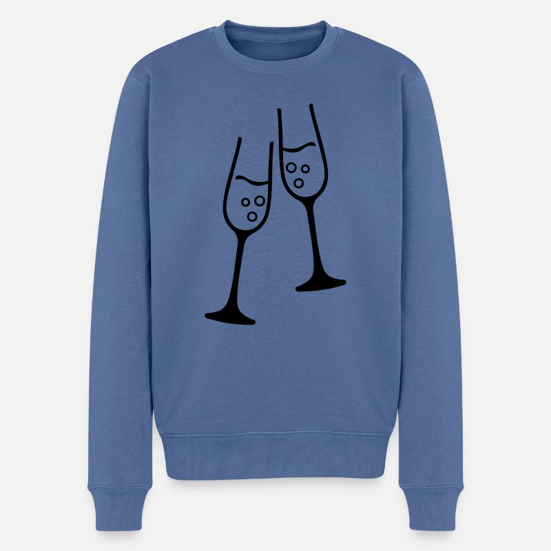 sekt glas - Männer Premium Bio Pullover - Taubenblau