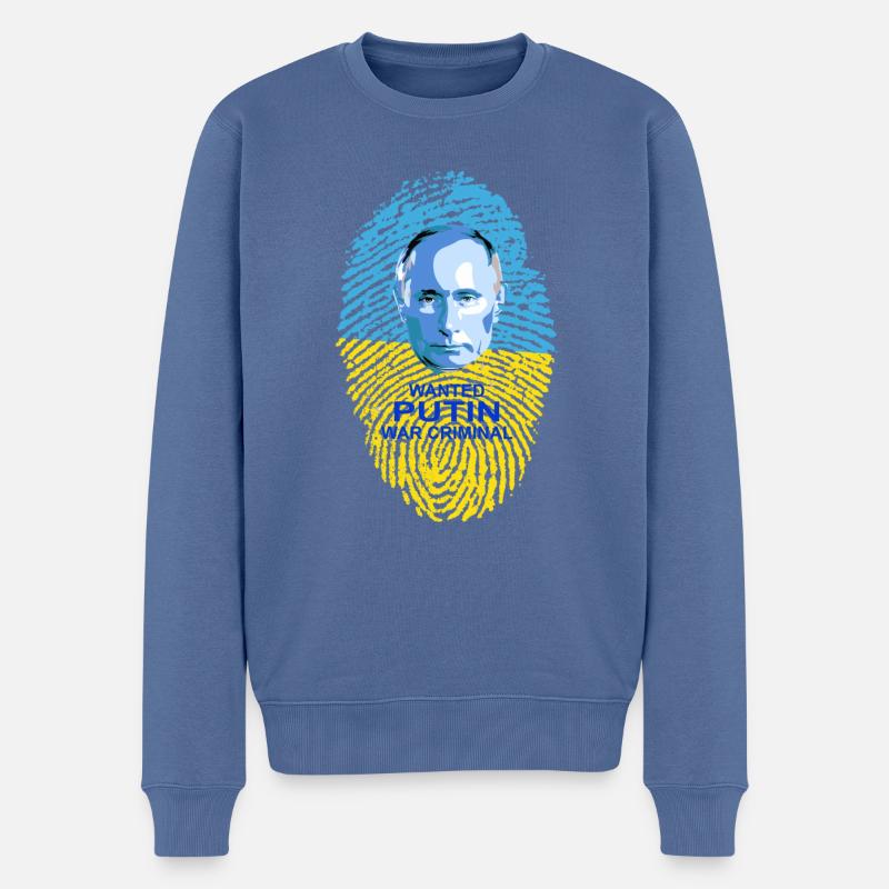 Recherché: POUTINE - Pull Premium bio Homme - bleu pigeon