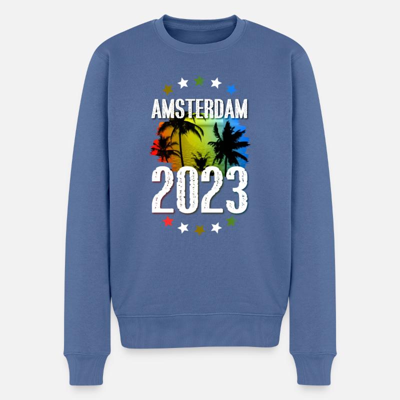 Amsterdam 2023 - Männer Premium Bio Pullover - Taubenblau