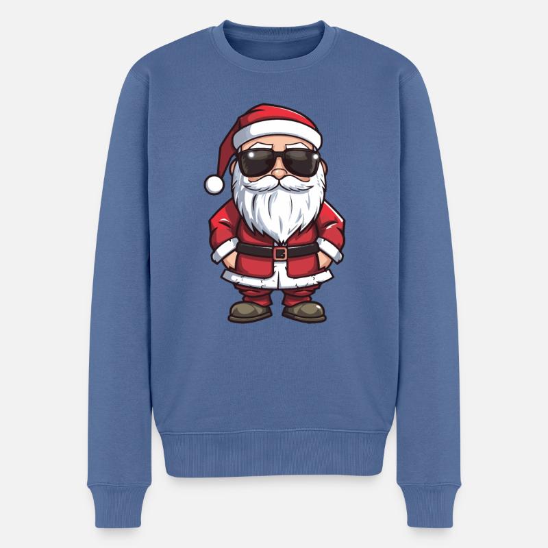 Weihnachtsmann Cool Santa Rocker - Männer Premium Bio Pullover - Taubenblau