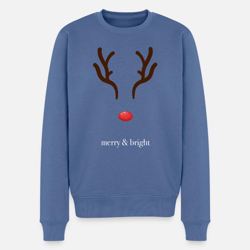 merry & bright - Männer Premium Bio Pullover - Taubenblau