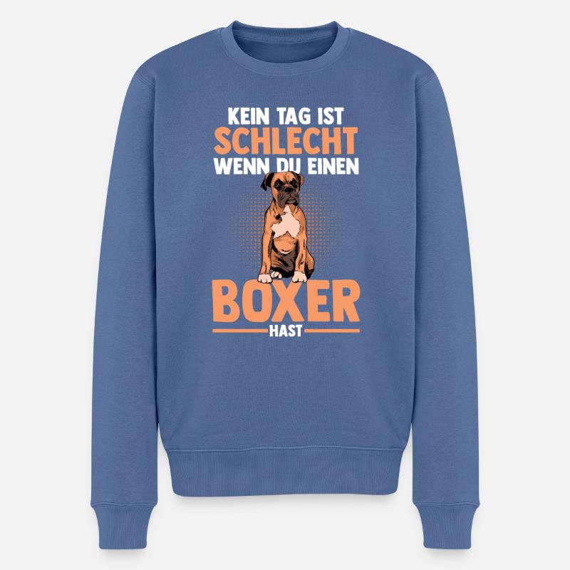 Hund Deutscher Boxer - Männer Premium Bio Pullover - Taubenblau