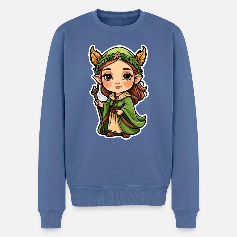Druidin Druide Fantasy Illustration - Männer Premium Bio Pullover - Taubenblau