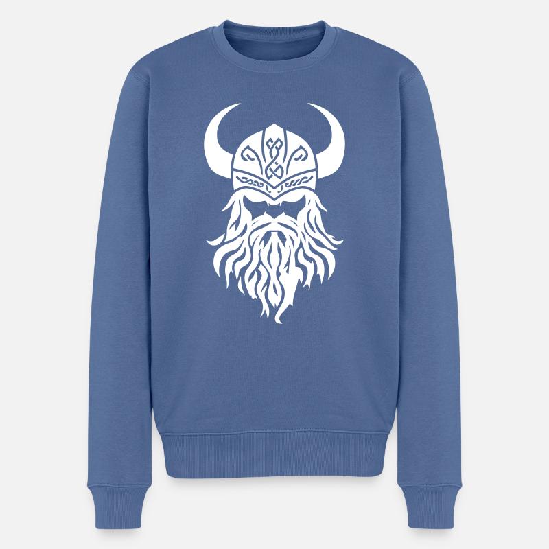 Wikinger Kopf Symbol - Männer Premium Bio Pullover - Taubenblau