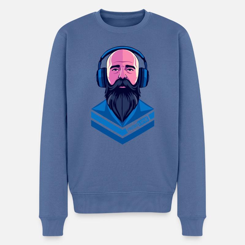 Music Love - Männer Premium Bio Pullover - Taubenblau