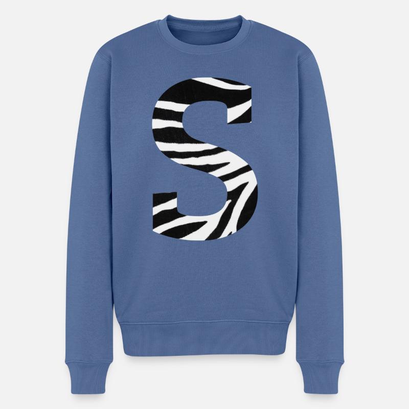 Buchstabe s Zebra - Männer Premium Bio Pullover - Taubenblau