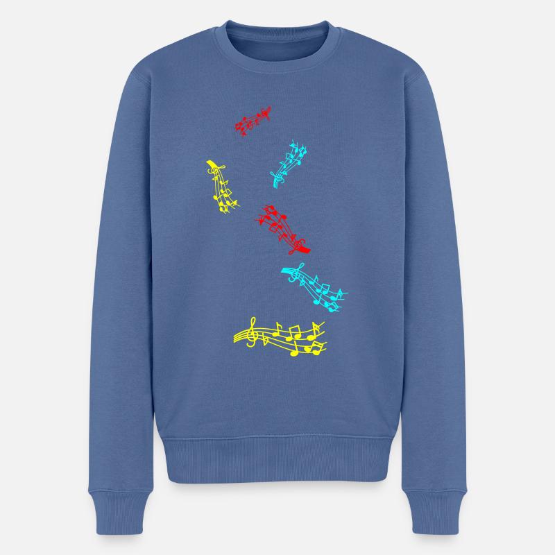 Panneau des notes de musique - Pull Premium bio Homme - bleu pigeon