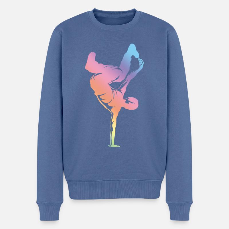 Breakdance Silhouette - Pull Premium bio Homme - bleu pigeon