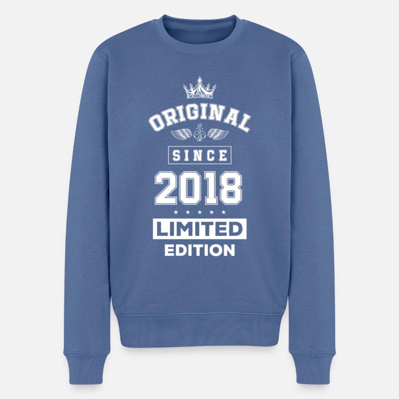 Anniversaire édition limitée 2018 - Pull Premium bio Homme - bleu pigeon